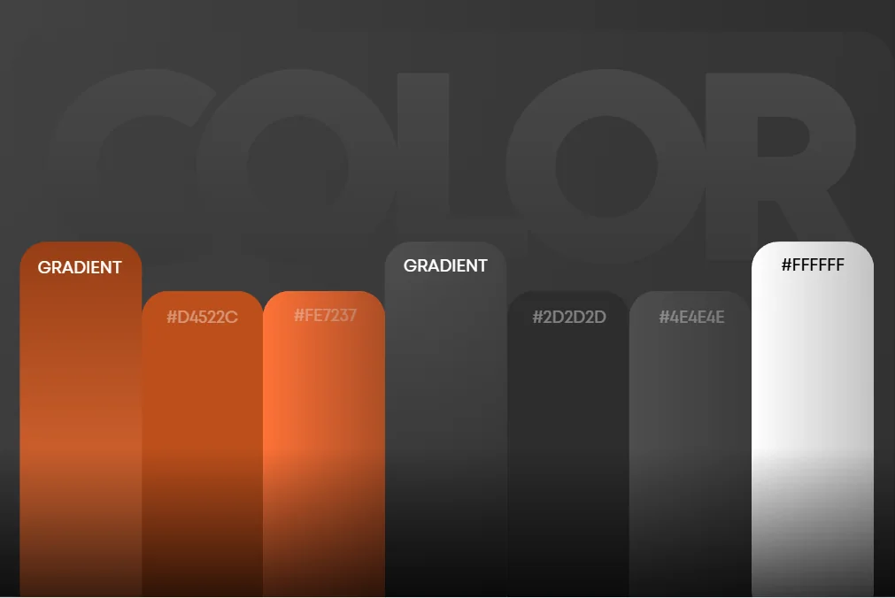 Cascadia orange, charcoal, and white color system